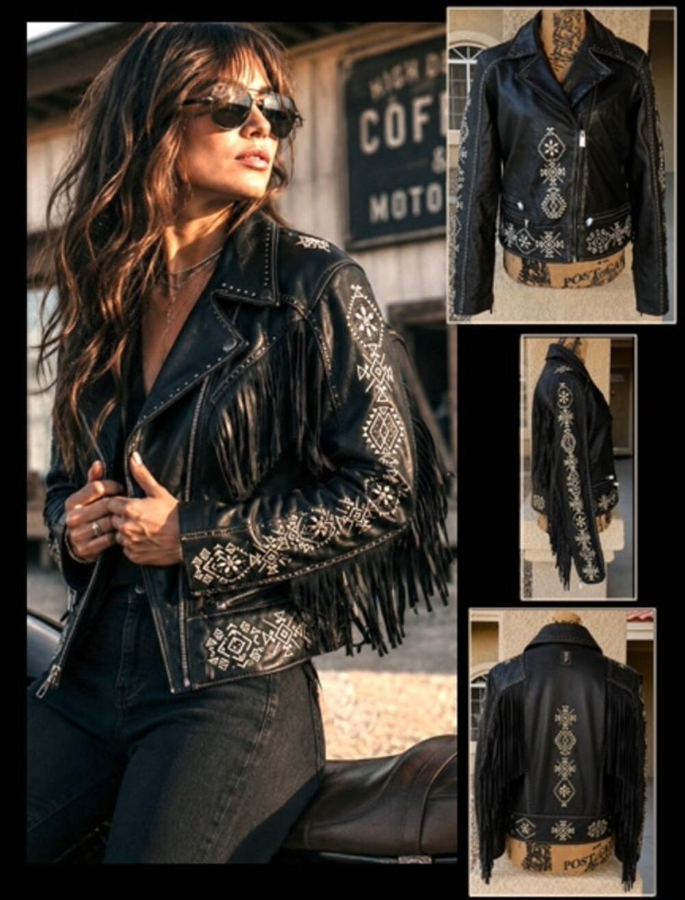 FREE PEOPLE x Mauritius Fancy Embroidery BUTTERY SOFT Leather Jacket Size 12